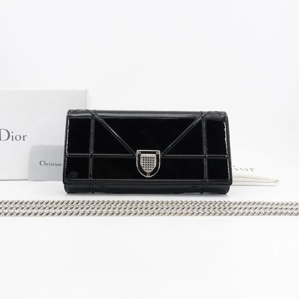 95新 DIOR/迪奥 迪奥/GGS迪奥Rama woc黑银漆皮/单肩包/31398