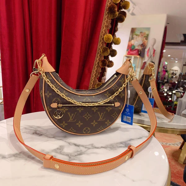 99新 LouisVuitton/路易威登 豌豆包老花金扣单肩包/55466908