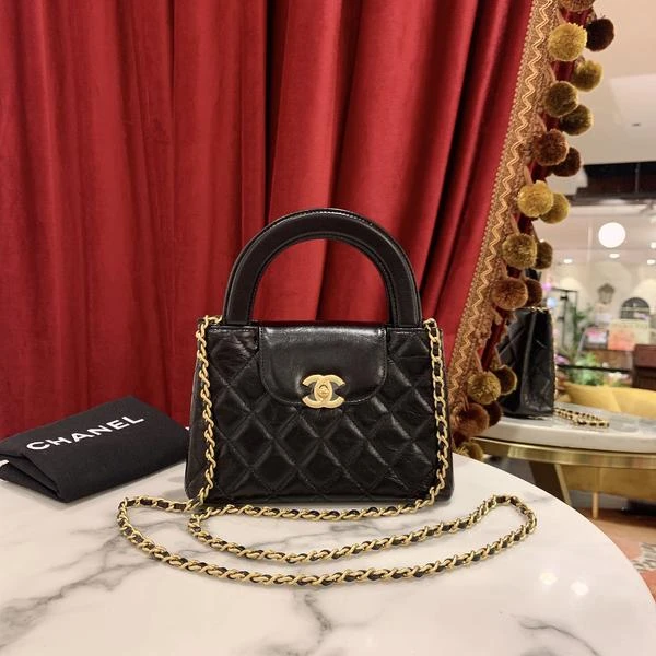 99新 Chanel/香奈儿 24p Kelly大号黑金油蜡皮92595624/