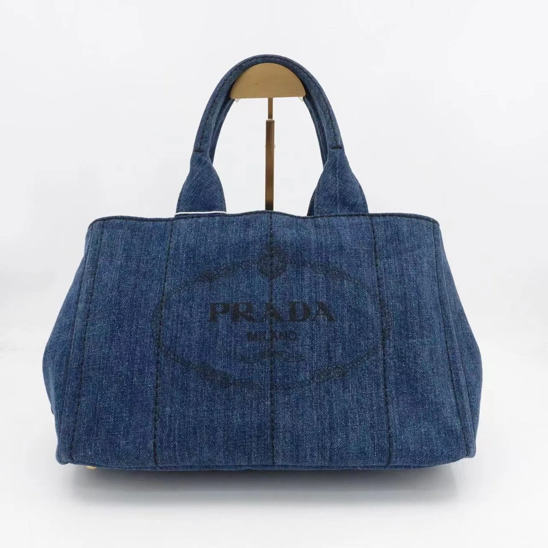 95新 Prada/普拉达 GGS普拉达托特tote沙滩包大号蓝色30980773