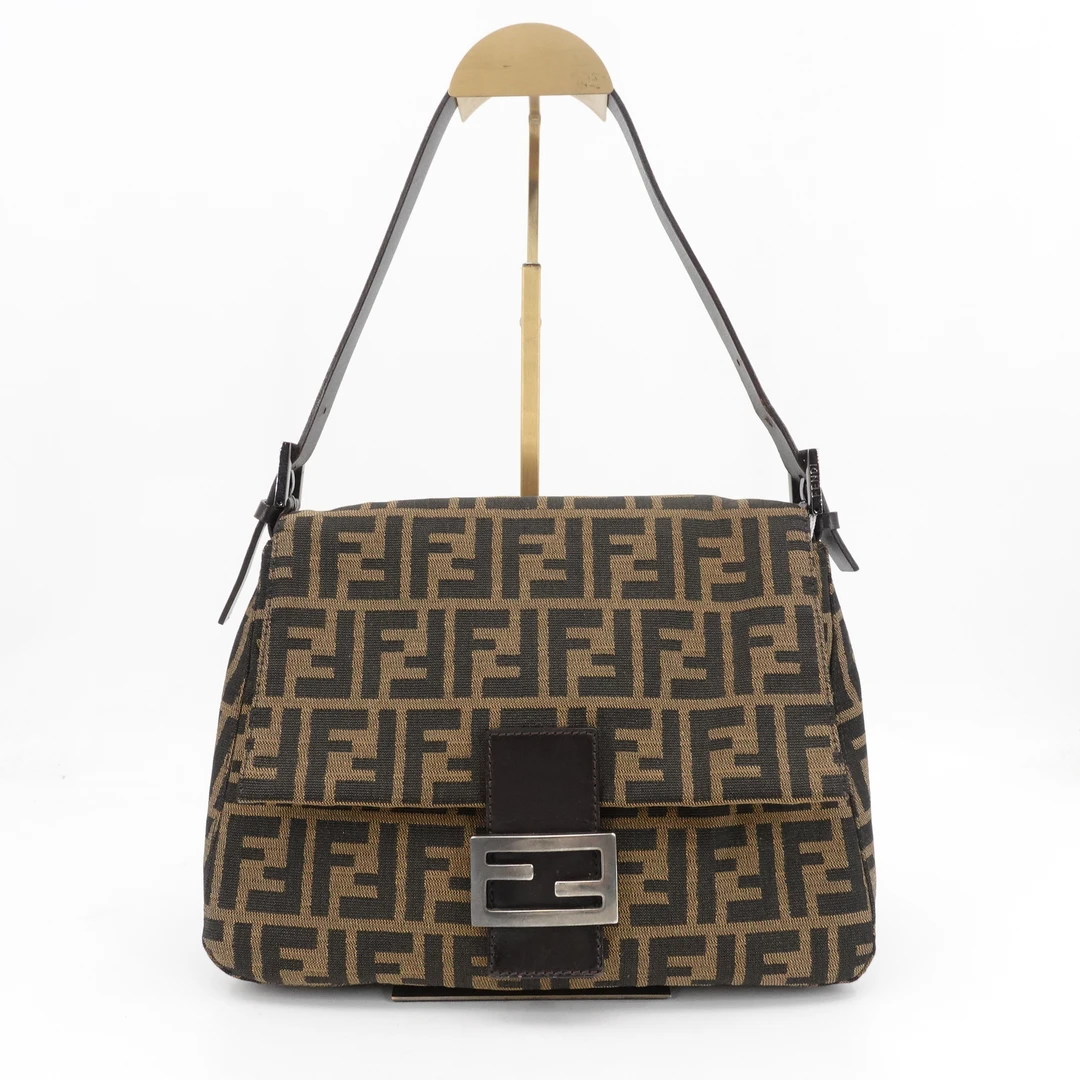 GGS芬迪法棍大号老花银扣帆布单肩包 47|81988044