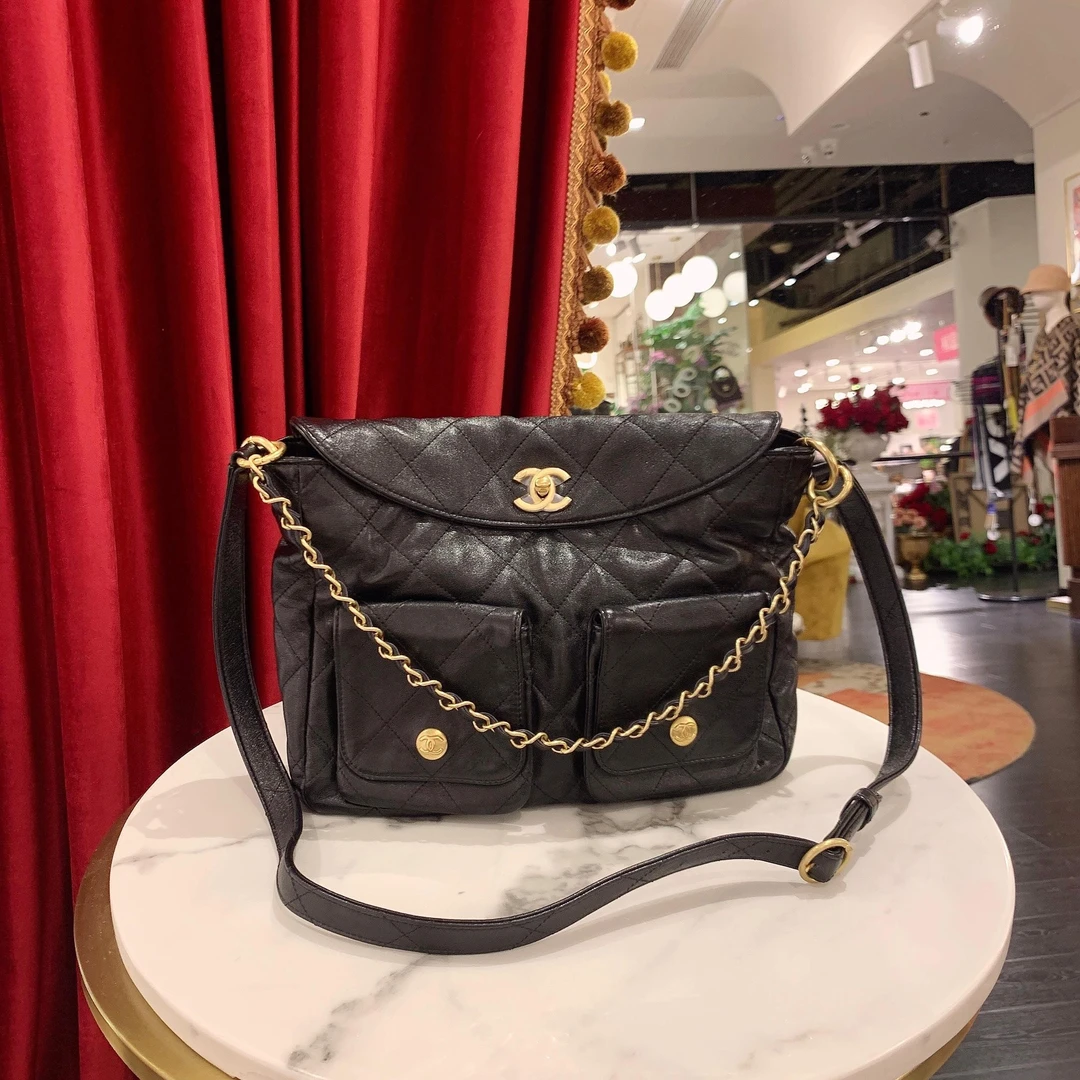 99新 Chanel/香奈儿 拆单24phobo大号黑金单肩芯片59664892