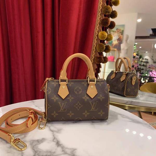 95新 LouisVuitton/路易威登 GGSspeedy nano老花肩包28502974