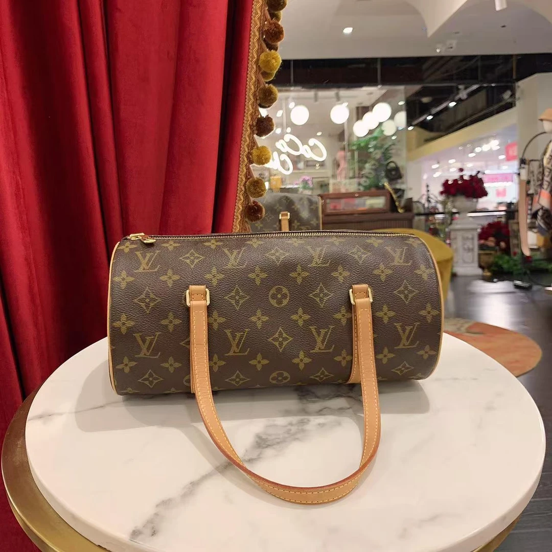 95新 Chanel/香奈儿 路易威登圆筒30黄皮老花金扣手提包/13304839