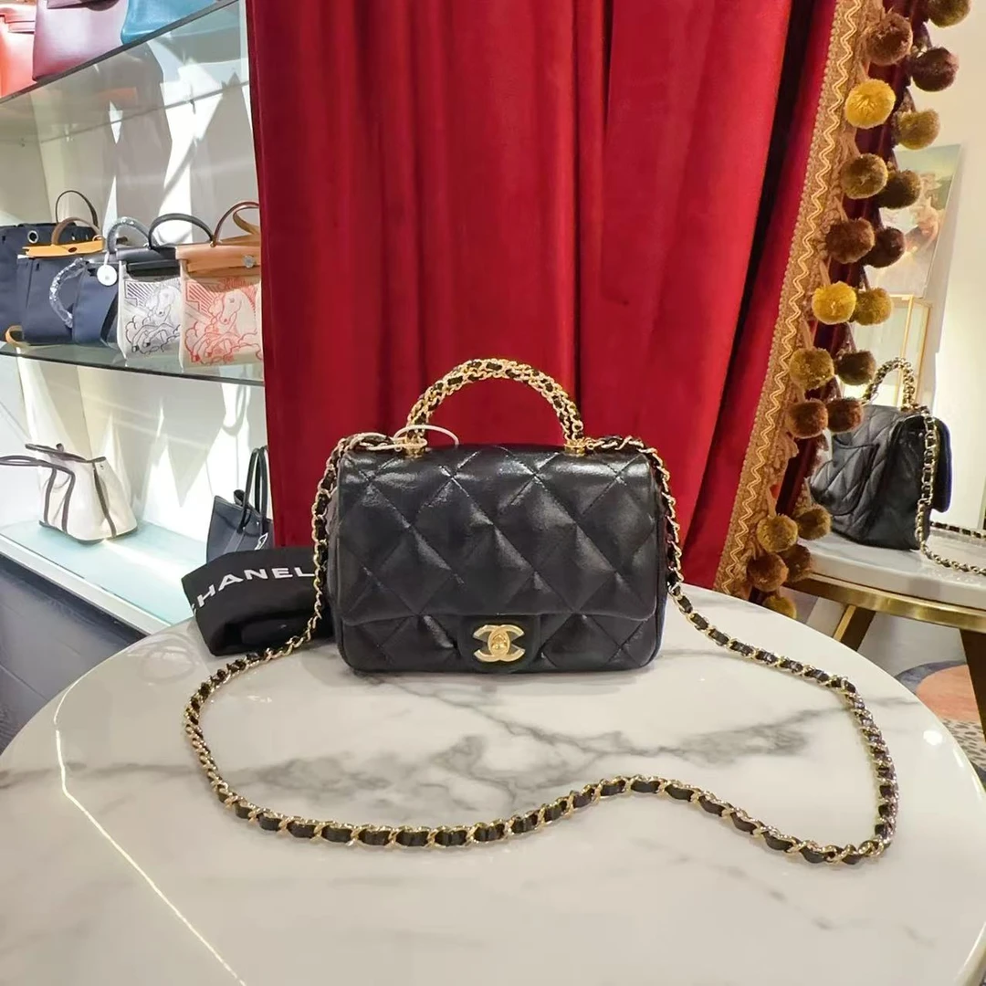 99新 Chanel/香奈儿 GGS香奈儿24b麻花黑金油蜡牛皮24年 39622136