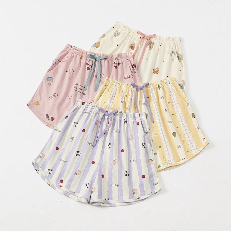 芬腾睡裤女夏季纯棉薄款透气短裤夏天女款休闲宽松全棉家居裤单裤