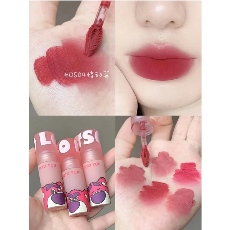 INTO YOU/心慕与你草莓熊唇泥四色眼影盘OS04#悸动莓唇膏口红女