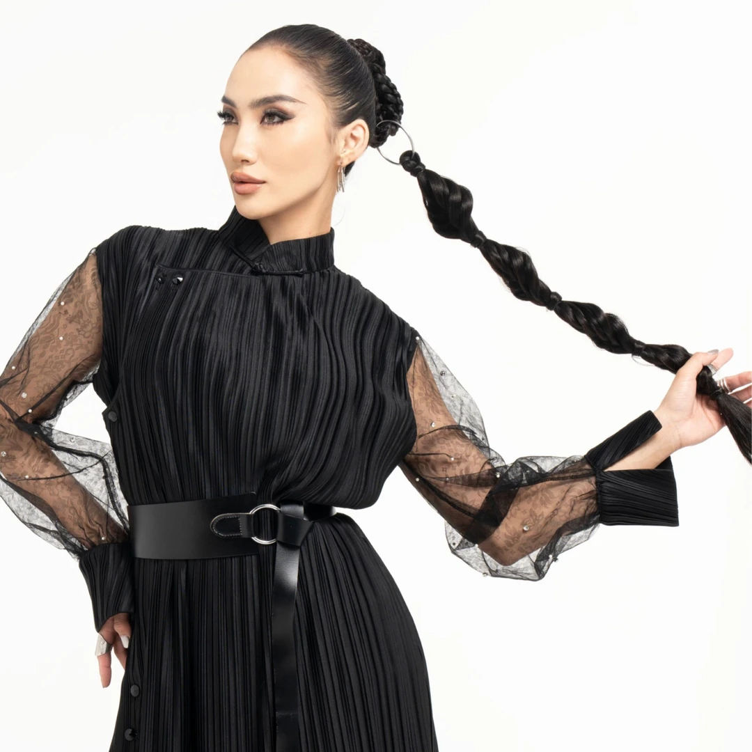 【戴尔玛精品服饰2】设计师夏季新款女士黑色时尚气质连衣裙D9031