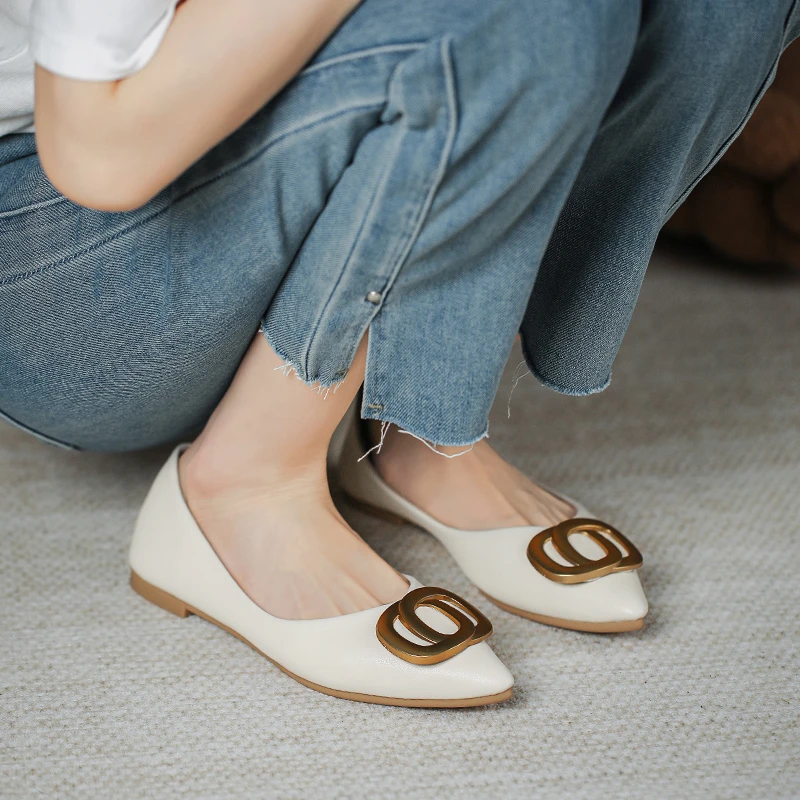 2023年夏款浅口单鞋女百搭晚晚风温柔鞋平底豆豆鞋大码女鞋41一43
