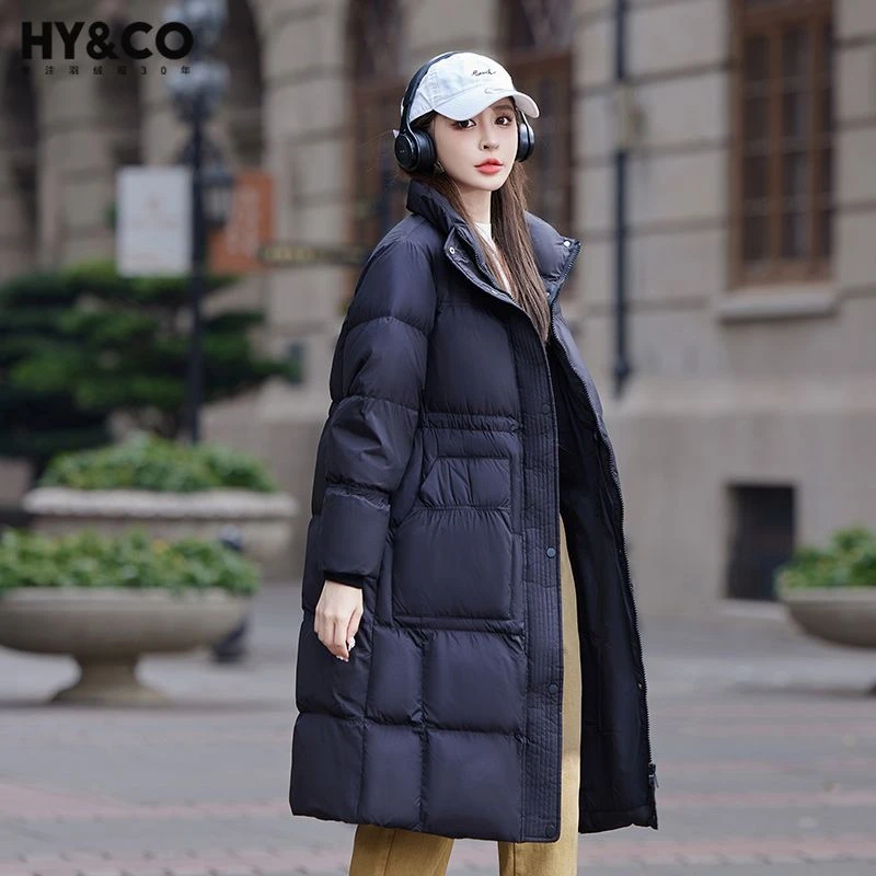 HY&CO新款羽绒服冬季韩版高领保暖长款加绒加厚外套HY215061Y