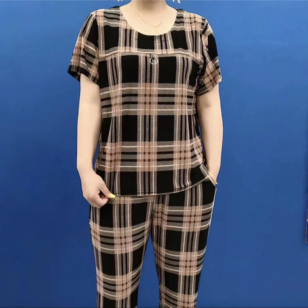 夏季新款宽松休闲套装女洋气显瘦时尚百搭减龄妈妈装