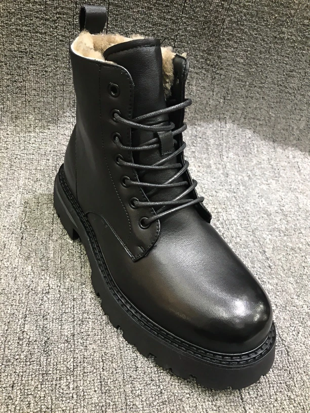 68002冬季新款牛皮加厚皮毛一体男士休闲马丁靴时尚厚底英伦风