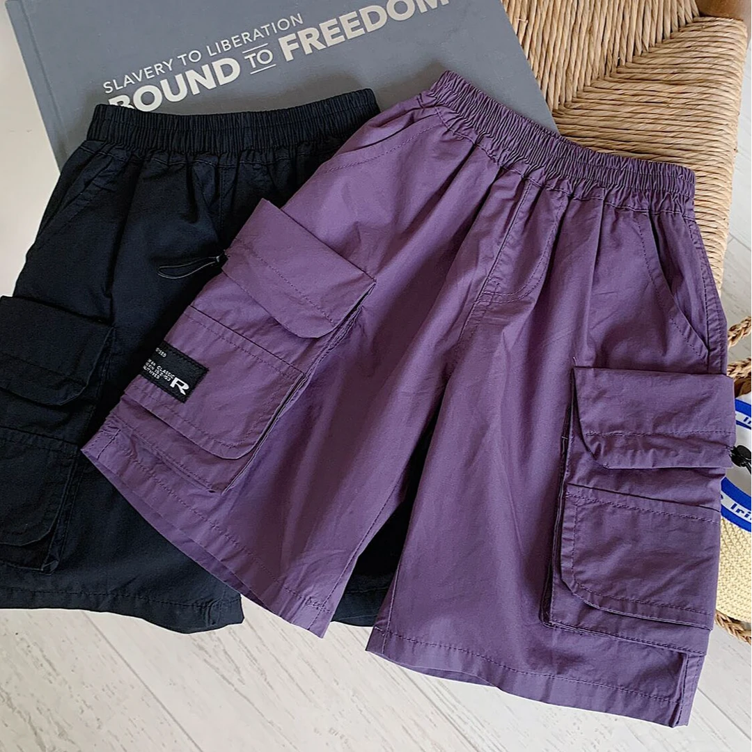 男女童工装中裤儿童五分裤2024中大童夏季新款休闲裤薄款宽松韩版