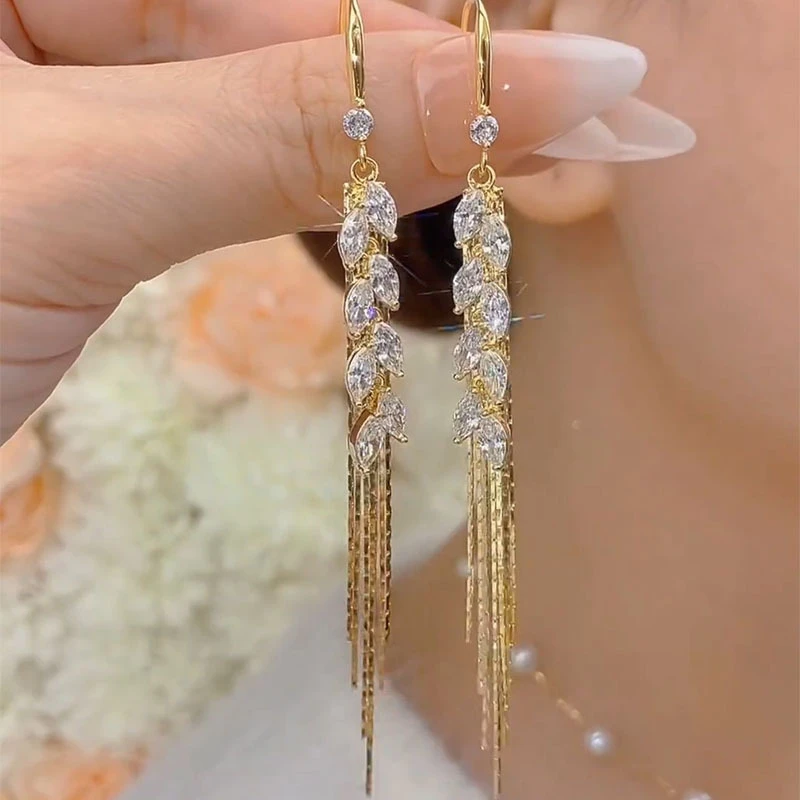 925银耳饰 2024新款穗穗平安时尚气质流苏耳环轻奢锆石超闪设计感