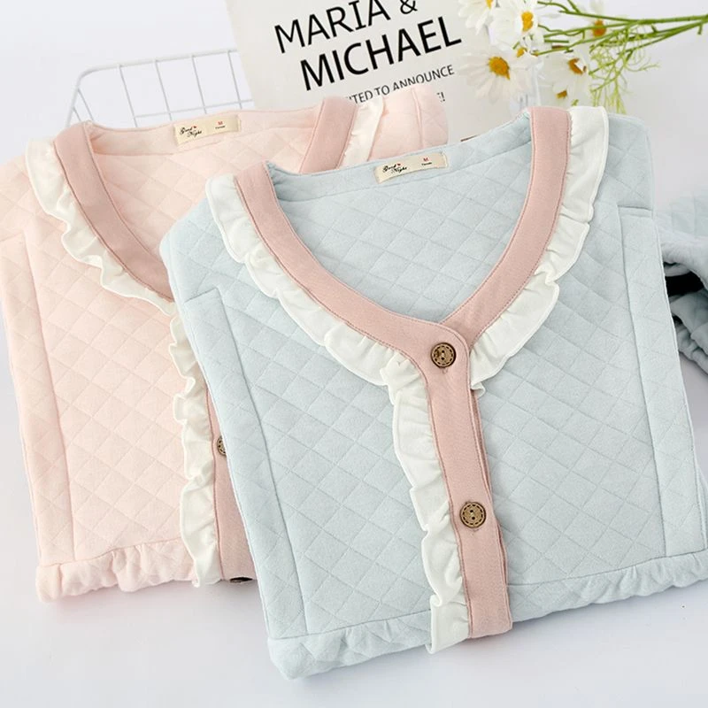 睡衣女冬天纯棉款空气棉月子服孕妇春秋季产后哺乳喂奶装11月份12