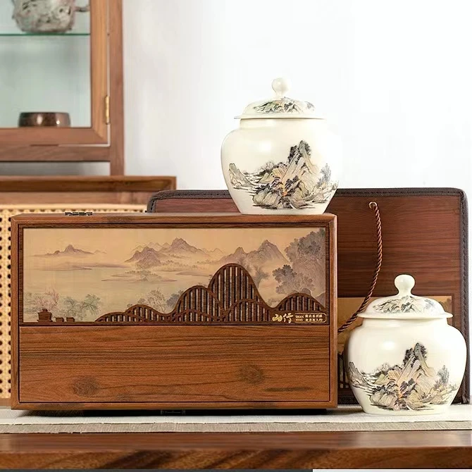 【京东包邮】AAAAAA春茶明前龙井高端双陶瓷礼盒装 过节送礼200g