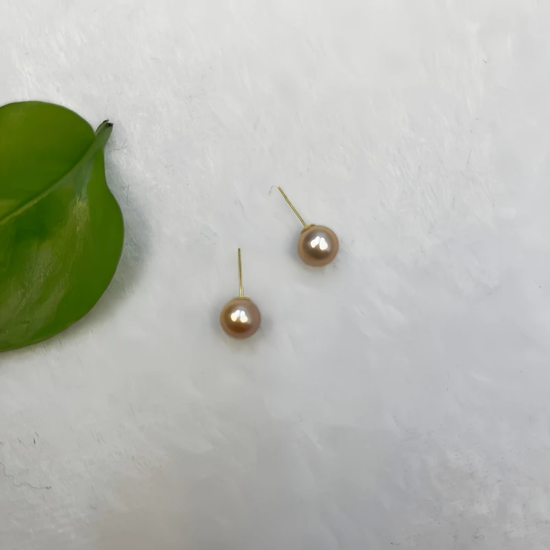 【梅子专属福利】18k金耳钉近正圆淡水珍珠气质时尚百搭简约经典