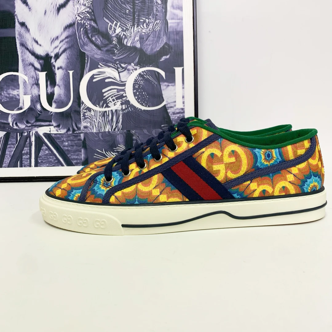 未使用 GUCCI/古驰 古驰1977系列蓝橙一百周年板鞋时尚潮流