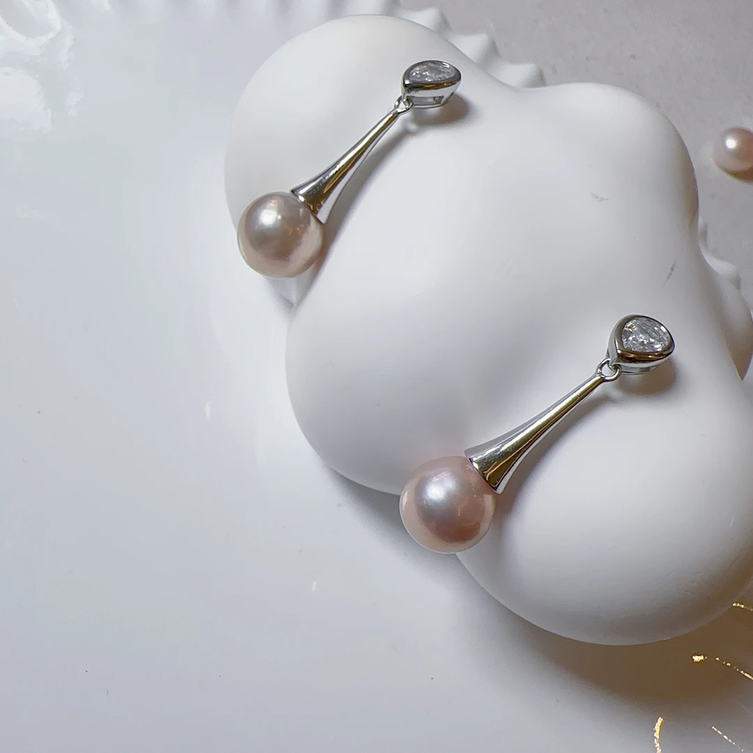 925银耳饰 925通体银耳坠 一物一图 皱巴 紫色耳坠