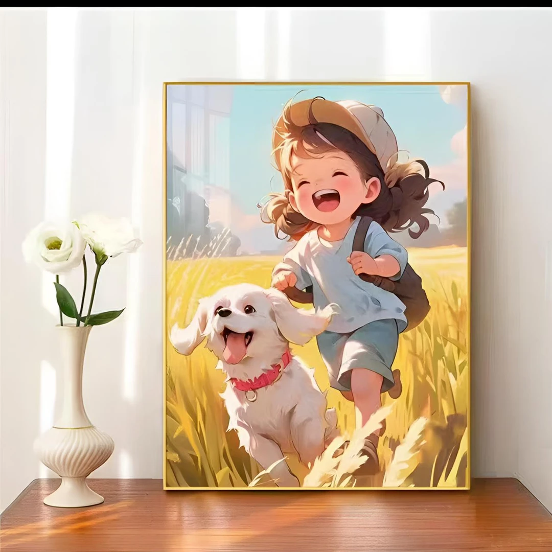 【可爱小狗】原野 平面款客厅餐厅走廊过道背景墙装饰挂画