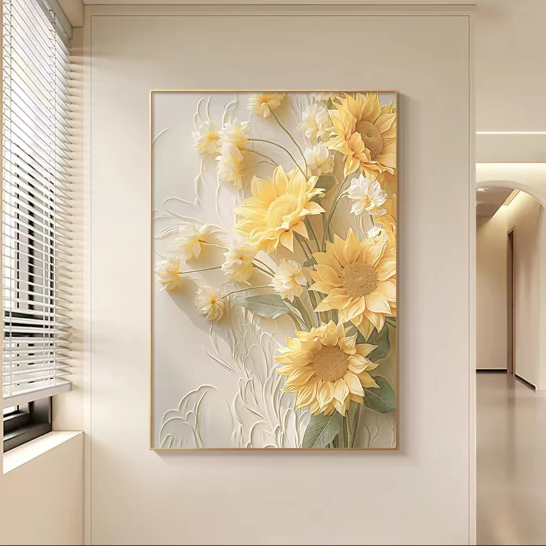 【向阳而生】向日葵晶瓷平面 客厅落地画轻奢沙发背景墙玄关装饰