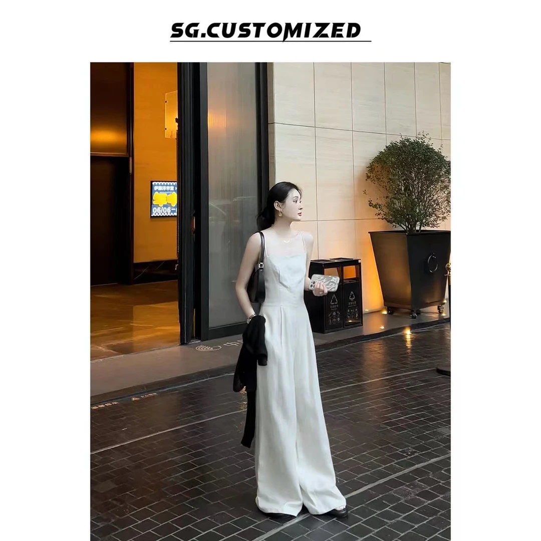 SG / 郭幂幂 SS 高定亚麻 极简吊带连体裤K-20241217