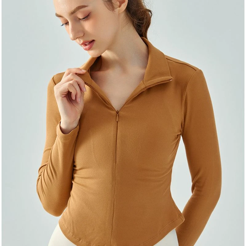 [大牌平替-秋冬新款半拉链瑜伽服长袖]修身显瘦长袖跑步健身透气