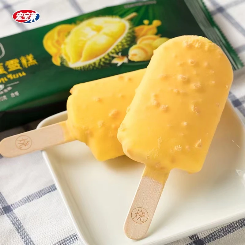 宏宝莱千层榴莲冰淇淋巧克力多层夹心爆浆榴莲口味雪糕袋装70g/支