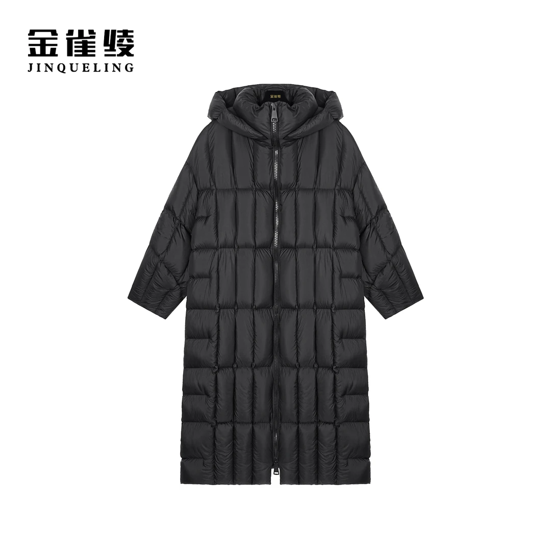 金雀绫【喜马拉雅】秋冬时尚95白鹅绒连帽保暖长款羽绒服SZK4YXA05