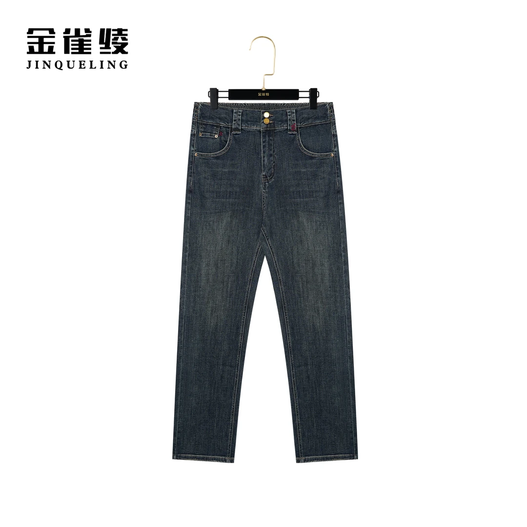 金雀绫【红绣添香·直筒】秋冬新款简约百搭直筒长牛仔裤KLK39