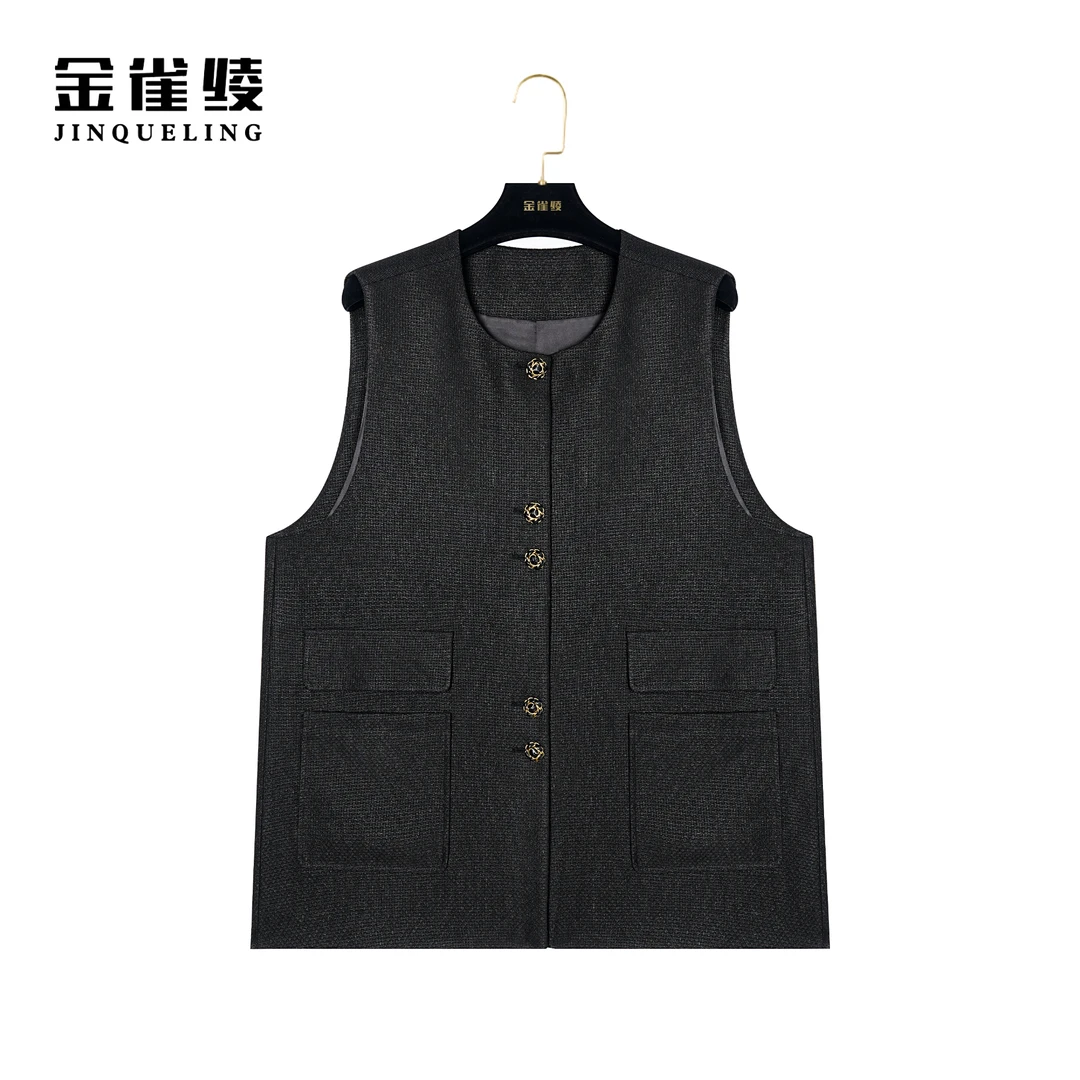 金雀绫【格调女王】春秋新款休闲时尚经典设计感马夹BT7014