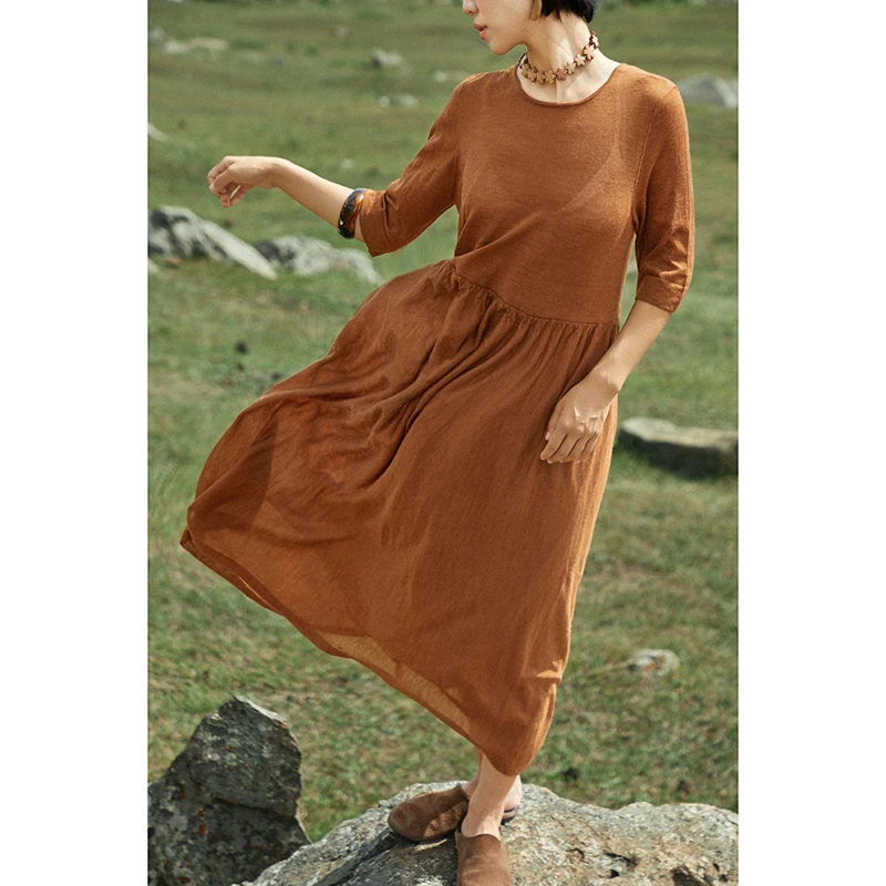 Say Ya 【幻】声色微动 夏款80支精纺羊绒连衣裙 轻麻质感/有内衬