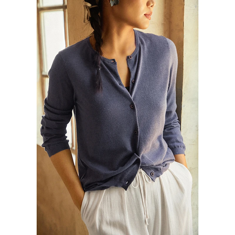 Say Ya【幻】小词四首 简约圆领羊绒开衫长袖/休闲/纯色薄款宽松