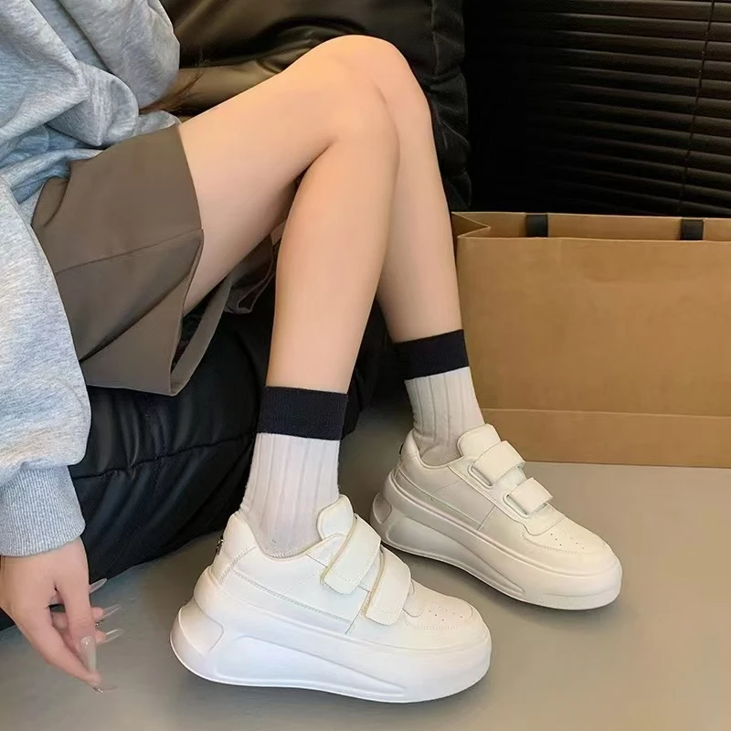 【外贸专属】韩版真皮时尚新款百搭厚底ins板鞋秋季增高鞋