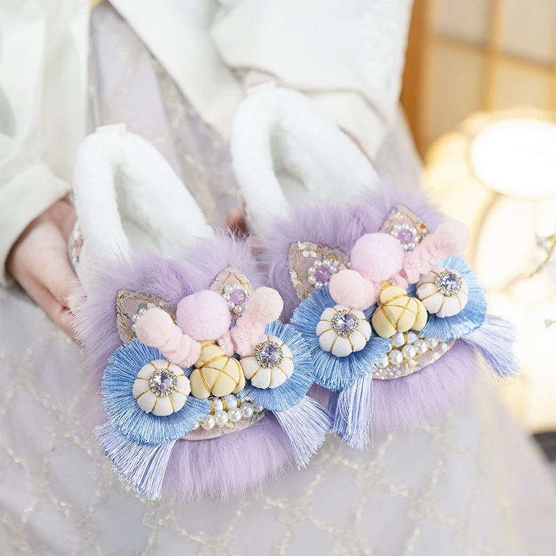 加绒童鞋2025秋冬新款手工虎头鞋可爱新中式国风复古平底女童布鞋