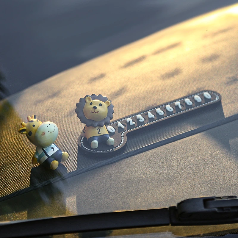 汽车临时停车号码牌卡通可隐藏车载移车电话牌创意个性挪车摆件女