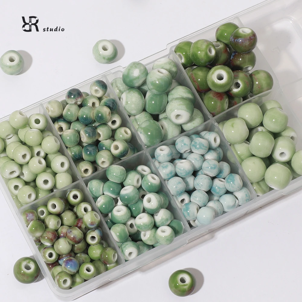 新中式民族风玉色陶瓷散珠diy材料8mm12mm手工串珠手链项链配饰