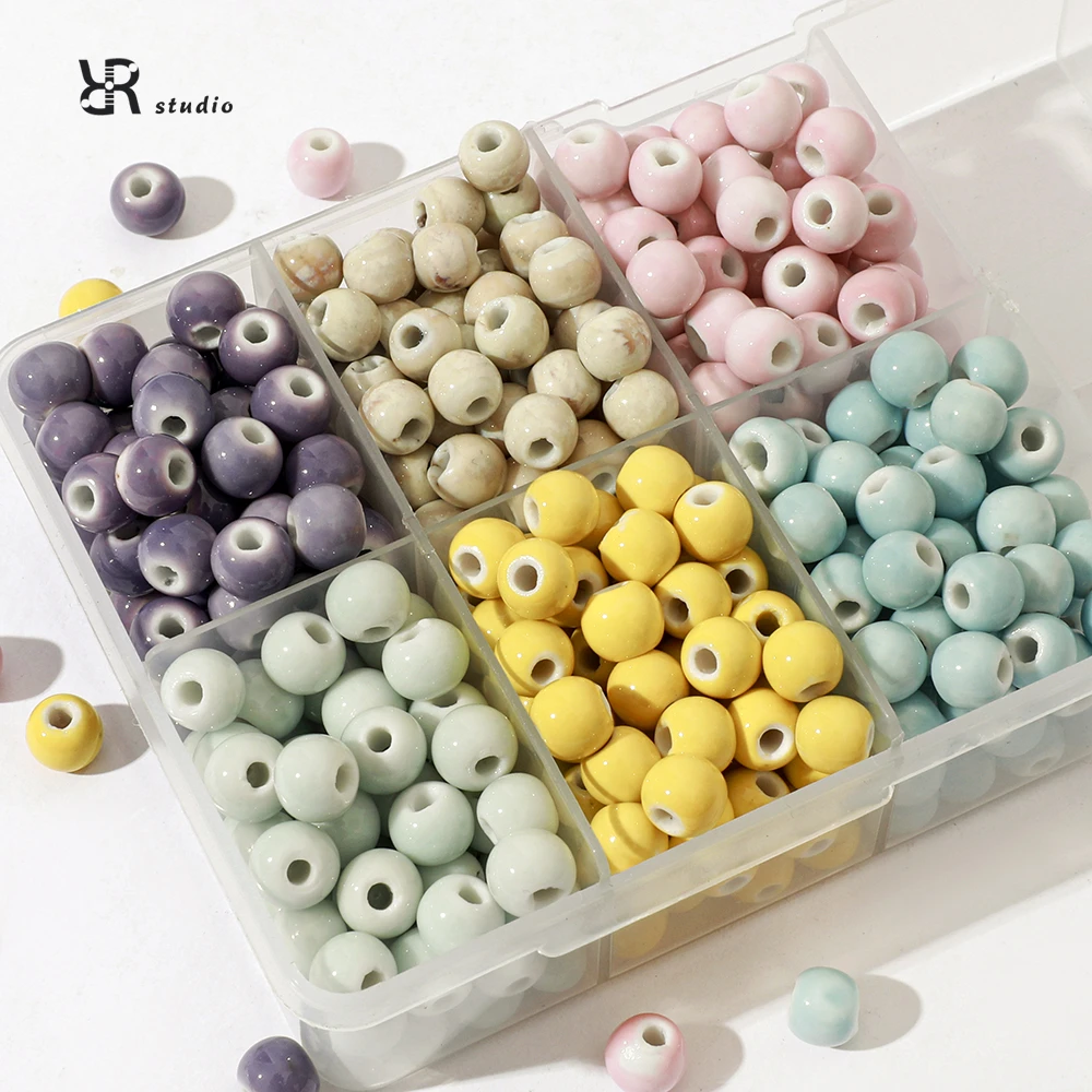 8mm彩色多巴胺陶瓷串珠材料手工diy配饰圆珠隔片手链项链串绳散珠