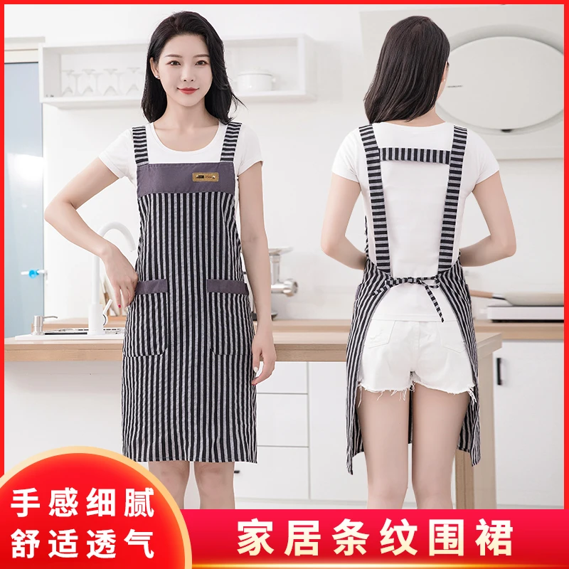JIAQILI/佳绮利加肥棉布围裙厨房家用防油防污家用工作服批发做饭