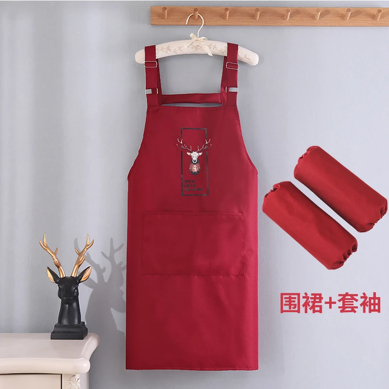 JIAQILI/佳绮利防水防油厨房家用做饭背带可调节围裙套装工作服