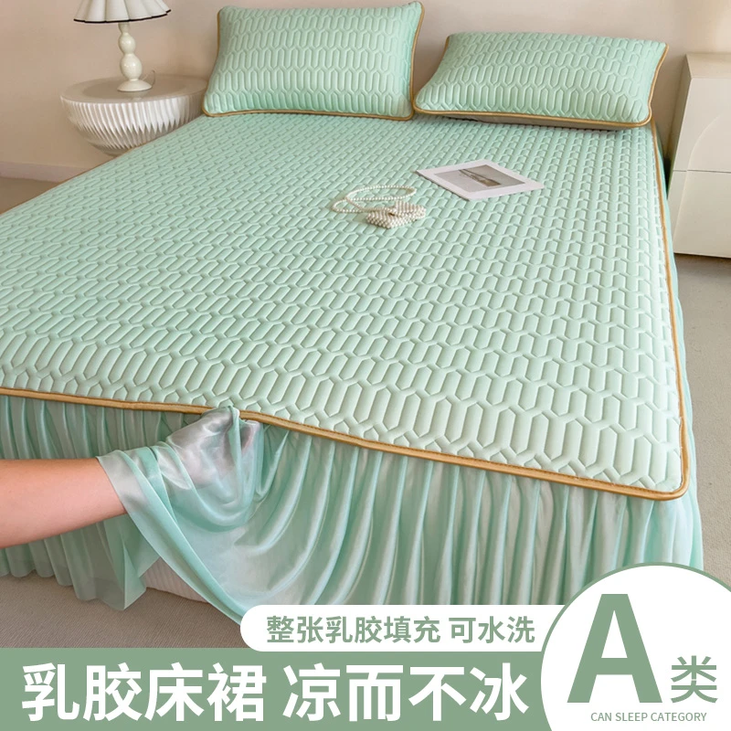 公主风床裙款夏日凉席套件夏季冰丝空调席可水洗折叠床盖软席子