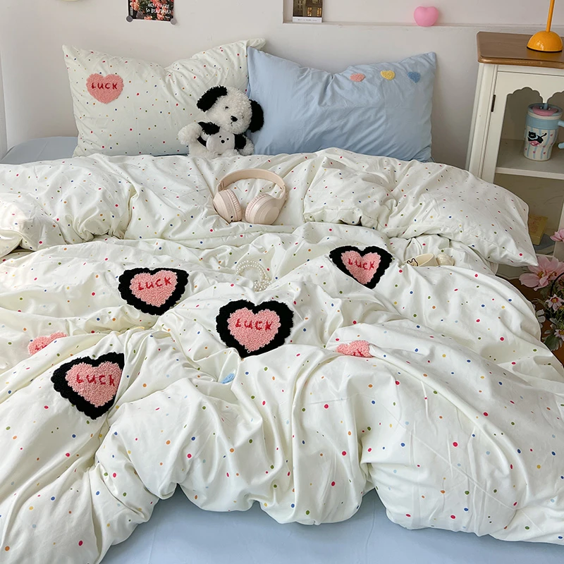 加厚亲肤面料毛巾绣四件套线条透气舒适可水洗机洗宿舍学生四季款