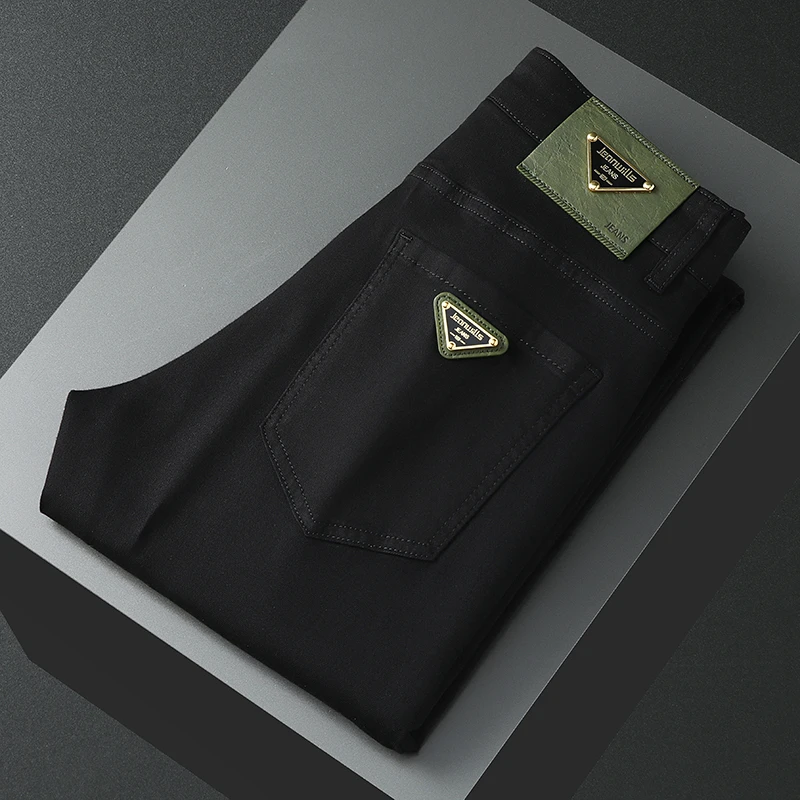 高端三防轻奢欧版潮流牛仔裤修身小直筒时尚百搭夏季薄款男士长裤