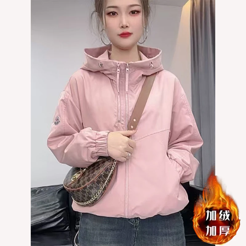 加绒加厚小个子休闲高级感百搭短款夹克棉外套双拉链