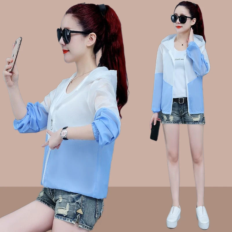 防晒衣女2024夏新款薄款防紫外线透气长袖短款百搭骑车外套防晒服