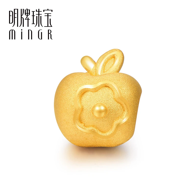 T明牌珠宝3D硬金转运珠足金平安果串珠黄金手串金苹果吊坠AFP0480