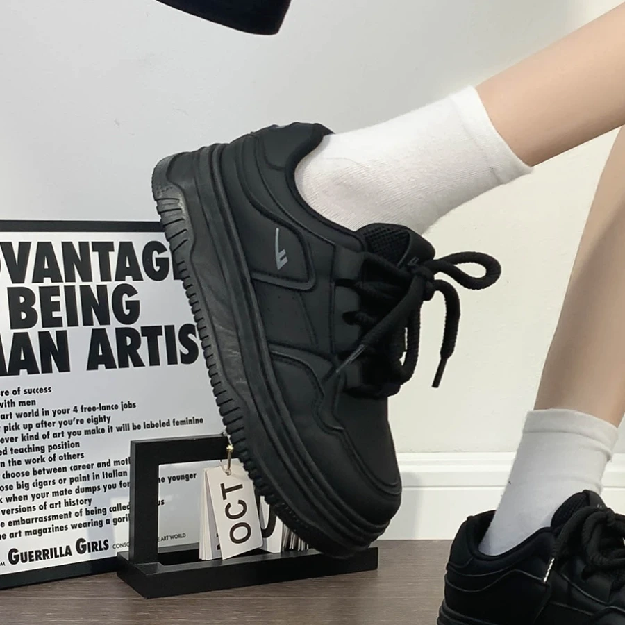 回力厚底黑色板鞋女2025夏季新款爆款小黑鞋轻便百搭休闲全黑女鞋