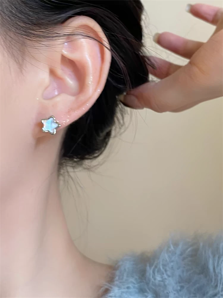 铜合金耳饰 【海蓝之星】璀璨星星小巧简约彩色耳钉女小众设计