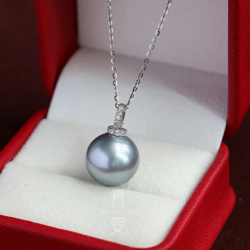 海水大溪地黑珍珠吊坠12-13-14mm百搭18K金镶奶嘴扣*多样性发一