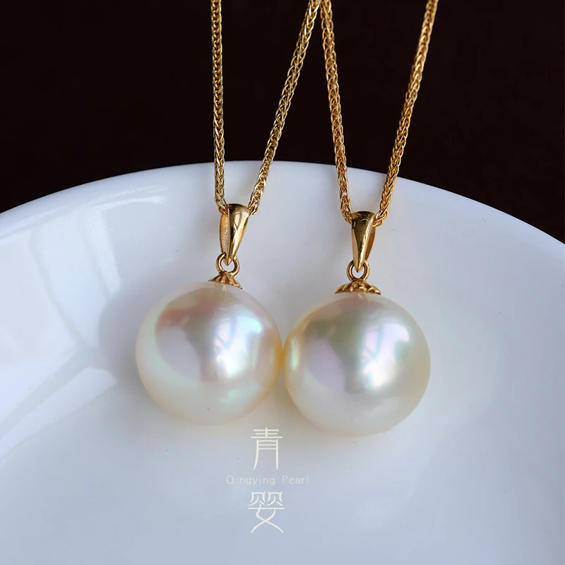 南洋海水干枯金珠吊坠10-11mm不含链18k金简单瓜子扣多样性发一个